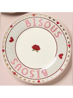 Anthropologie Bistro Tile Stoneware 24k Gold Accent
Dessert Plate: Valentine's